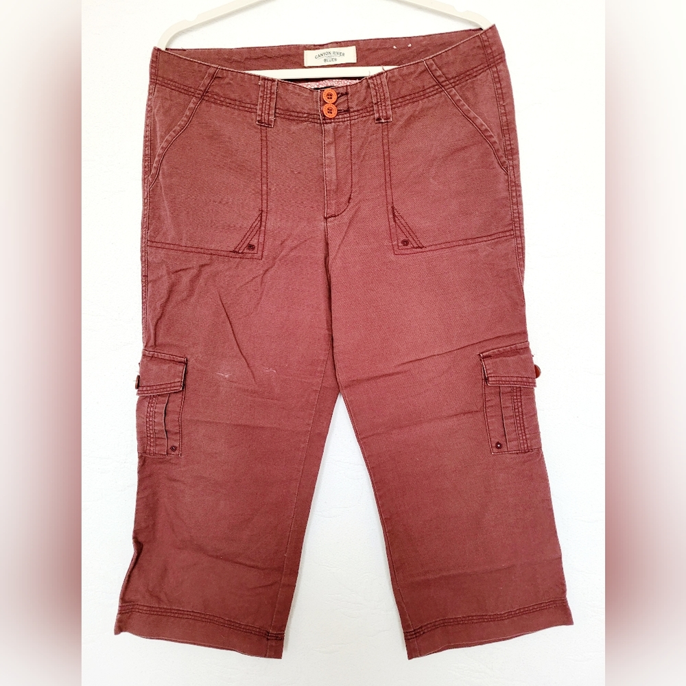 Canyon River Blues Women's 100% Cotton Cargo Capri Pants Terracotta 10/Med - Picture 2 of 14